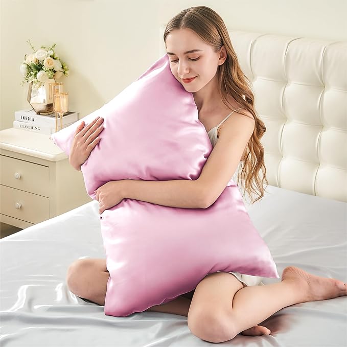 INFIIXSO Mulberry Silk Pillowcase for Hair and Skin, Silk Pillow Cases Queen Size with Hidden Zipper 20x30 Inches, Extraordinary Smooth and Soft Cooling Pillow Cases for Hot Sleepers(Pink, 1 Pack) - Bloomnest