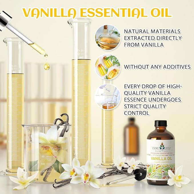 EVOKE OCCU Vanilla Essential Oil for Relaxation in The Home Office Living Room, Add to Diffuser Candle Soap - 4 Fl Oz - Bloomnest