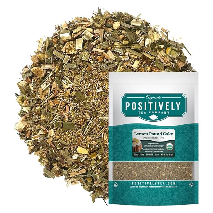 Organic Positively Tea Company, Lemon Pound Cake, Herbal Tea, Loose Leaf, 4 Ounce - Bloomnest