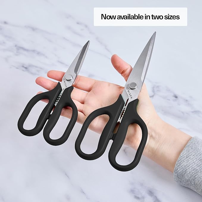 Misen Heavy Duty Kitchen Shears - Stainless Steel, Versatile and Easy Clean Scissors for Meat, Herbs and Veggies - Ambidextrous Comfort Handle - Professional Grade - Black - Bloomnest