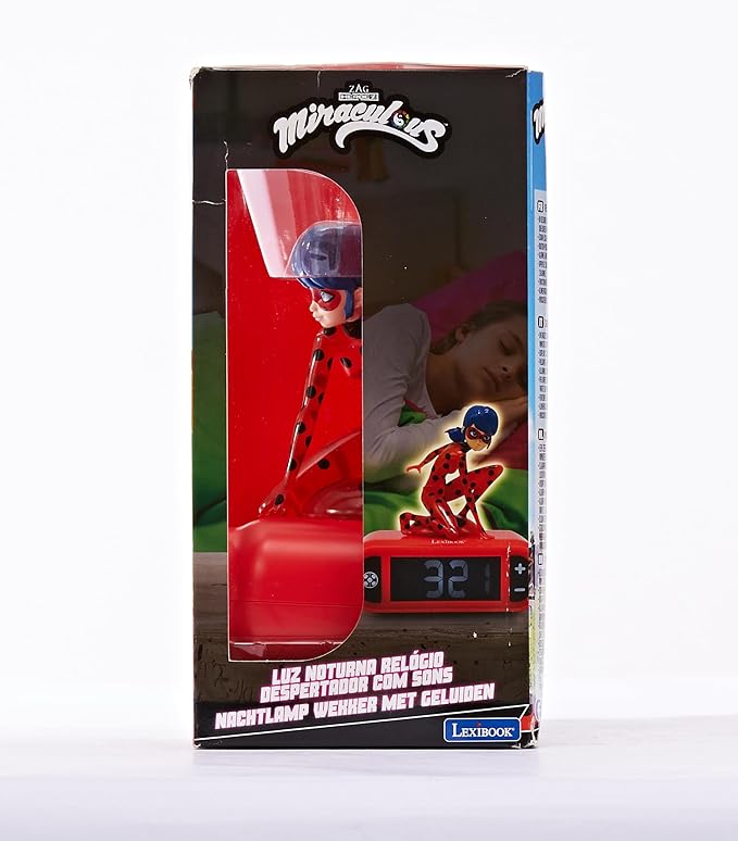 LEXiBOOK - Miraculous Digital Alarm Clock with Night Light Snooze, Clock, Luminous Ladybug, Red Colour - RL800MI - Bloomnest