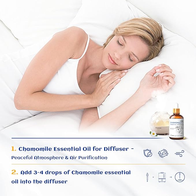 HIQILI 30ML Chamomile Essential Oil, Pure & Natural Chamomile Oil for Diffueser, Skin, Soap, Shampoo - 1.01 Fl Oz - Bloomnest