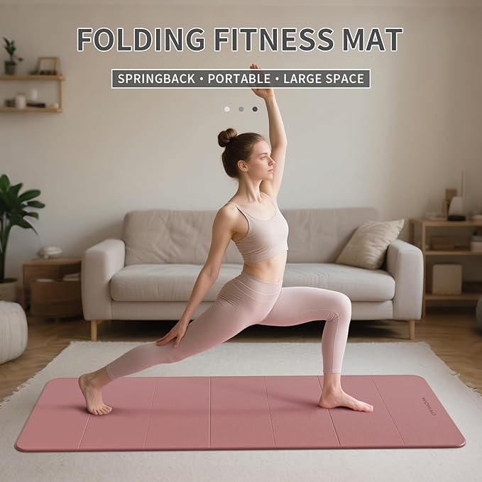 7-Fold Yoga Mat 70"x24" - 1/2 Inch Thick Folding Exercise Mat, Compact Non-Slip TPE Mat for Travel, Storage, Yoga & Home Gym, Lightweight & Portable - Bloomnest