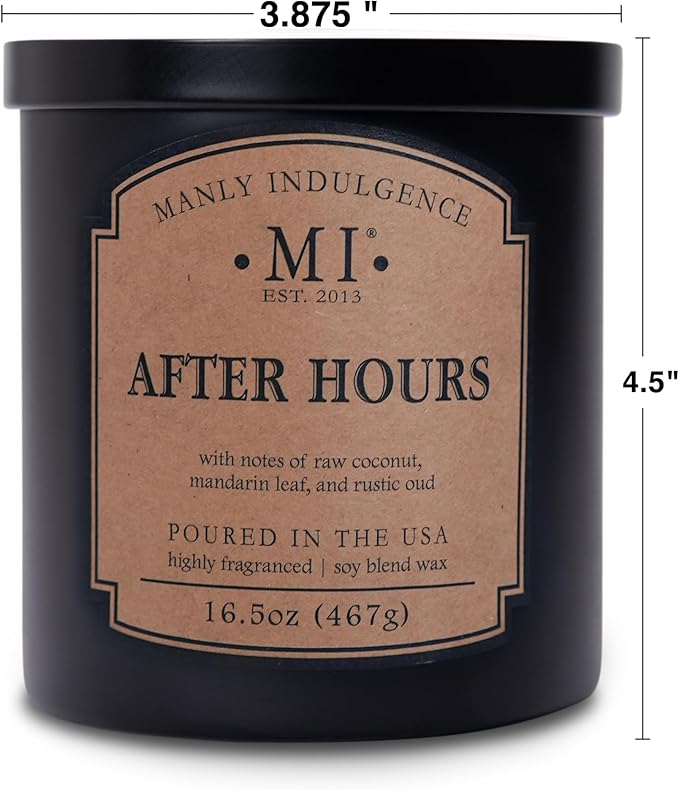 Manly Indulgence After Hours Scented Candles for Men, 2 Wick, 16.5 oz, Premium Soy Blend Wax, 60H Burn, Candles for Home Scented - Made in The USA - Bloomnest
