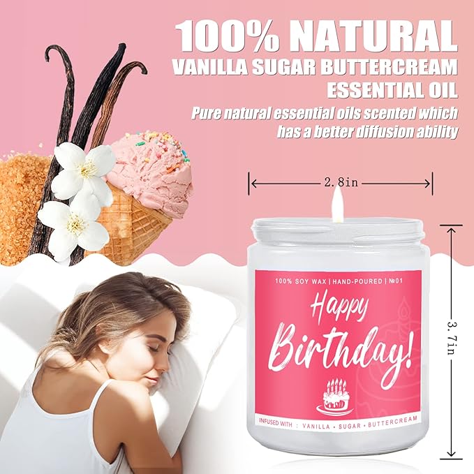 Birthday Gifts for Women, Perfect Birthday Present, Funny Presents for Mom, Friends, Wife, Sister, 7oz Vanilla Cream-Scented Candle - Bloomnest