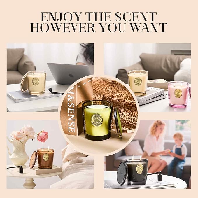M&SENSE Large Two-Wick Summer Soy Candle | Ocean Dream & Blule | 19.8 oz, 120H Burn Time | Luxury Scented Candle for Relaxation, Gifting, Home Décor | Ideal for Bedroom, Office, Party Ambiance - Bloomnest