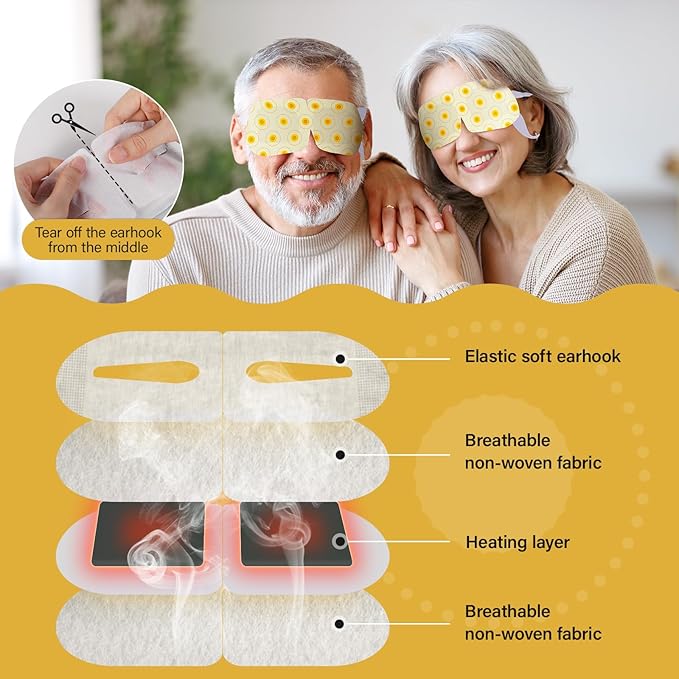 ProCIV 16 Packs Steam Eye Masks for Dry Eyes Heating Eye Mask Warm Compress for Eyes Relief Stress, Eye Fatigue Travel Essential Self Heating Moist Sleep Mask SPA Accessories - Bloomnest