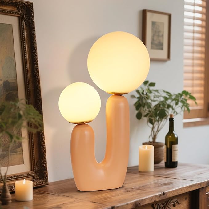 Arturesthome Nightstand Desk Lamp, Creative Nordic Living Room Bedside Bedroom Table Lamp with Led Bulbs, Beige - Bloomnest