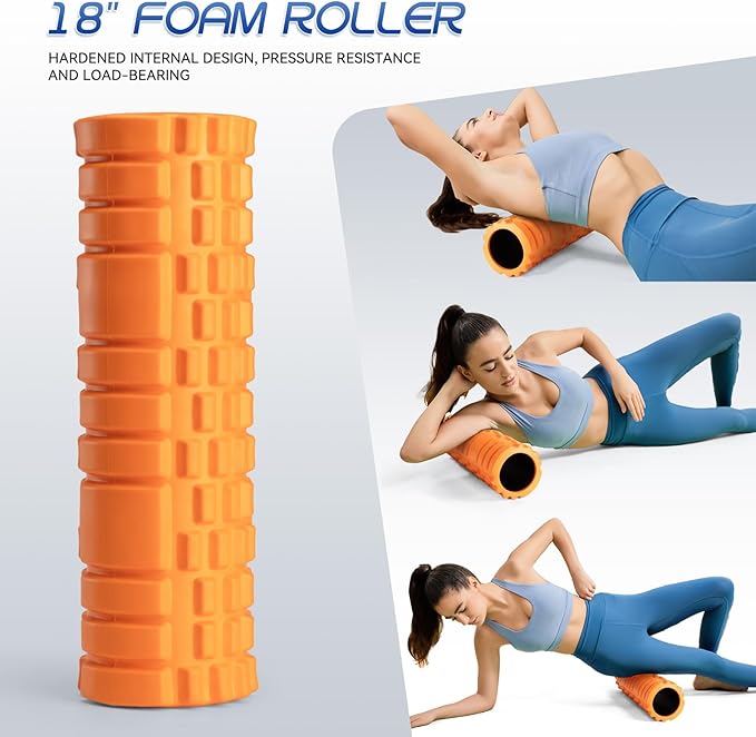 Foam Roller High Density 18" Foam Roller for Deep Tissue Muscle Massage, Trigger Point Fitness Exercise Massage Roller Self-Myofascial Back Roller Release for Whole Body - Bloomnest
