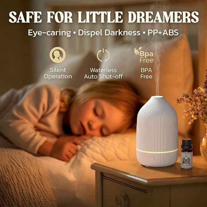 Essential Oil Diffuser, 2Pack, 100ml Aromatherapy Diffuser, Mini Ultrasonic Diffuser for Essential Oil, Home, Office, Cool Mist Humidifier with 7 Led Light, Auto Shut-Off, White - Bloomnest
