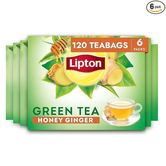 Lipton Honey Ginger Green Tea Bags, Flavored, Unsweetened Teabags for Hot Tea or Iced Tea with Caffeine and Flavonoids, 120 Total Tea Bags (20ct - Pack of 6) - Bloomnest