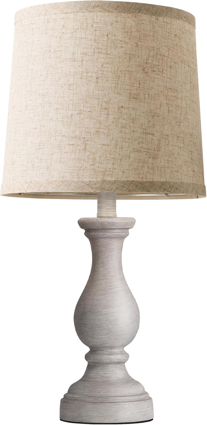 Seealle Farmhouse Table Lamps - 22" Rustic Lamp for Bedroom Living Room, Boho Bedside Lamps for Night Stands End Table Office Desk Lamp Nightstand with Linen Shades(Single) - Bloomnest
