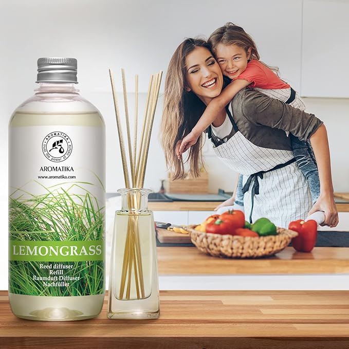 Lemongrass Diffuser Refill 34 Fl Oz (2x17 Fl Oz) - Fresh & Long Lasting Fragrance - Refill with Natural Essential Lemongrass Oil - for Aromatherapy - Spa - Home - Bloomnest