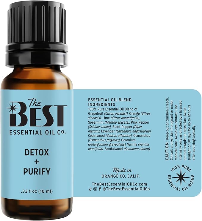 The Best Detox + Purify Essential Oil Blend- Premium Grade- 100% Pure & Natural for Aromatherapy, Diffuser, Spa, Massage, Air Freshener- 10 ml (.33 fl oz) - Bloomnest