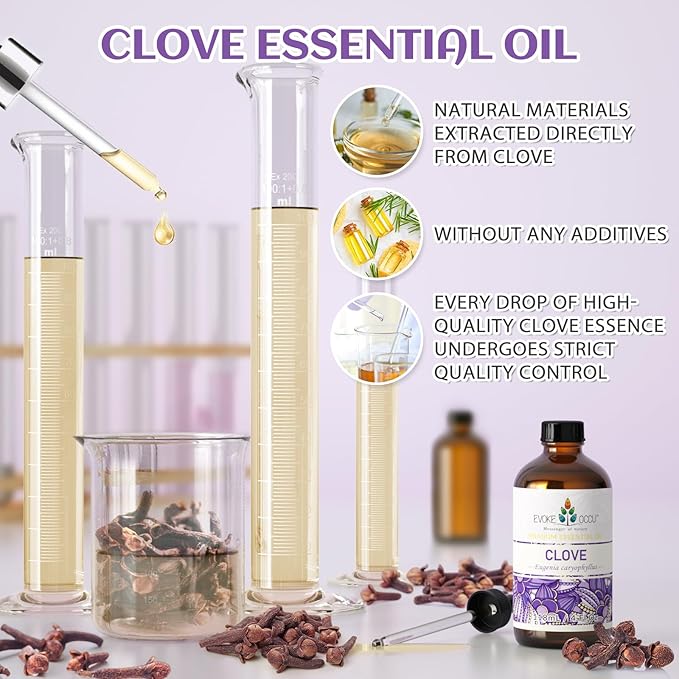 EVOKE OCCU Clove Oil for Teeth and Gums - Oral Care, Toothache Relief & Fresh Breath - DIY Mouthwash - 4 Fl Oz - Bloomnest