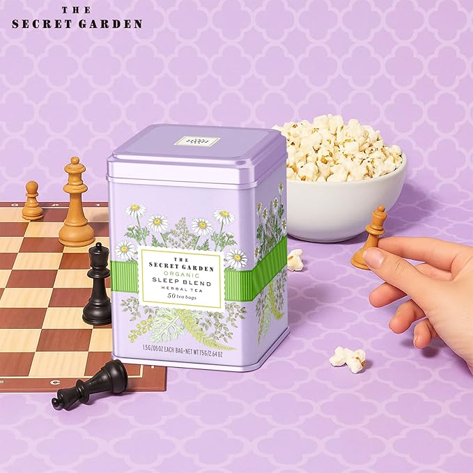 Life Plus Style Gourmet The Secret Garden Sleep Tea USDA Organic Chamomile Peppermint & Fennel Blend Caffeine-Free Non-GMO Gluten-Free Promotes Peaceful Sleep & Relaxation 50 Tea Bags in Gift Tin - Bloomnest
