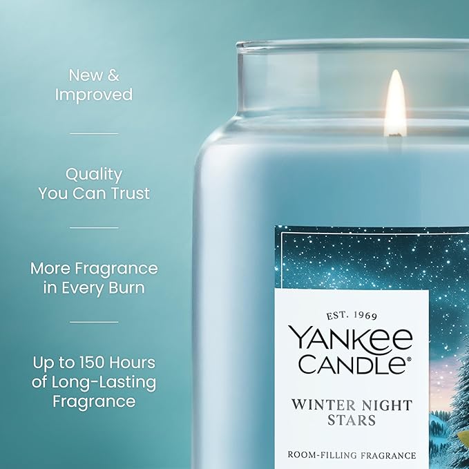 Yankee Candle Winter Night Stars Scented Candle, 22oz Large Jar with up to 150 Hour Burn Time, Giftable, Holidays - Bloomnest