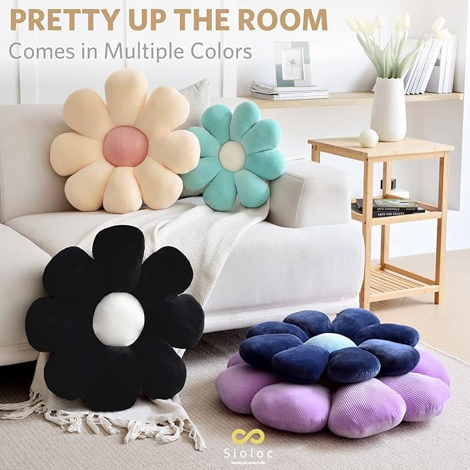 Sioloc Flower Pillow,Shaped Throw Pillow Butt Cushion Floor Pillow,Seating Cushion,Cute Room Decor & Plush Pillow for Bedroom Sofa Chair(Beige,15.7'') - Bloomnest