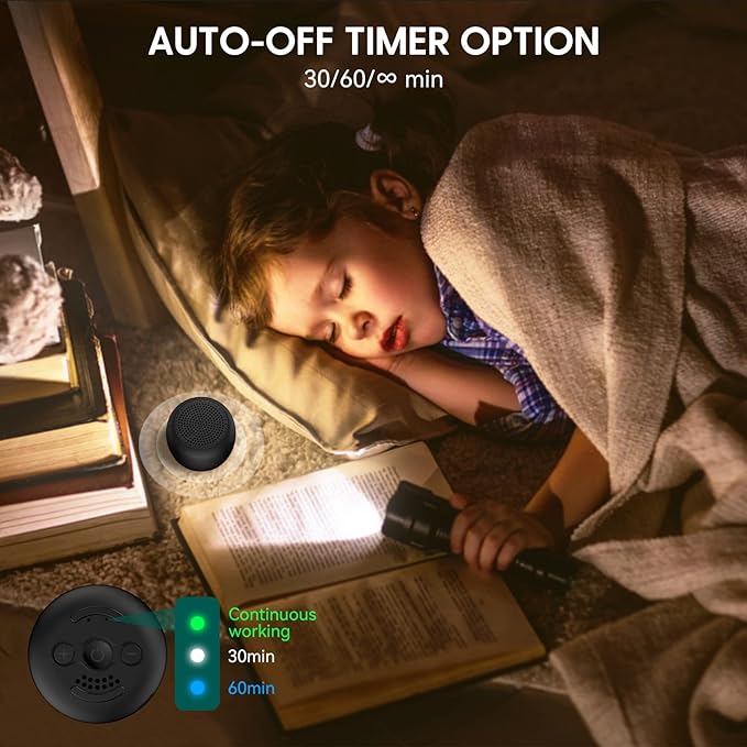 White Noise Machine Babelio Mini Sound Machine for Adults Kids Baby | 15 Non-looping Sounds | Timer | Easy to Pocket and Travel - Black (Pack of 2) - Bloomnest