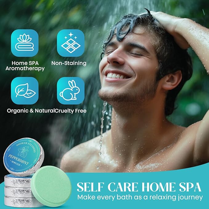 Shower Steamers Aromatherapy, Birthday Valentines Day Gifts for Men Him Dad Boyfriend Teen Boy, Bath Bombs with Natural Essential Oils for Relaxation Self Care SPA -15 Tablets