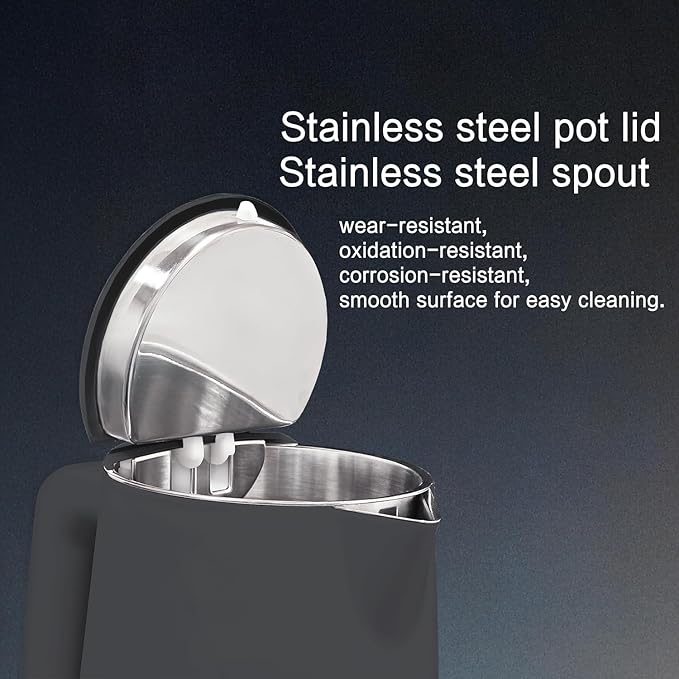 1.5L Electric Kettle Stainless Steel, Double Wall Cool Touch Teapot, Fast Boil,5 Temperature Control, LED Display, Auto Shut-Off, BPA-Free,Keep Warm Function, Ideal for Tea & Coffee,Gray - Bloomnest