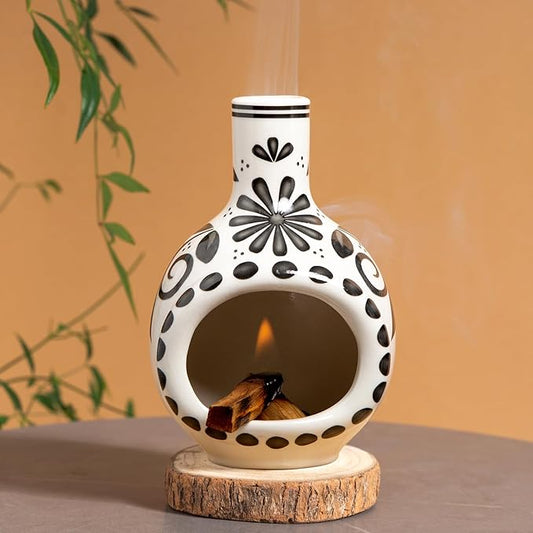 Handcrafted Palo Santo Holder Ceramic Incense Burner - Compact Size for Meditation Space - Burn Palo Santo Sticks and Cones Safely - Sage Aromatherapy Decor - Bloomnest