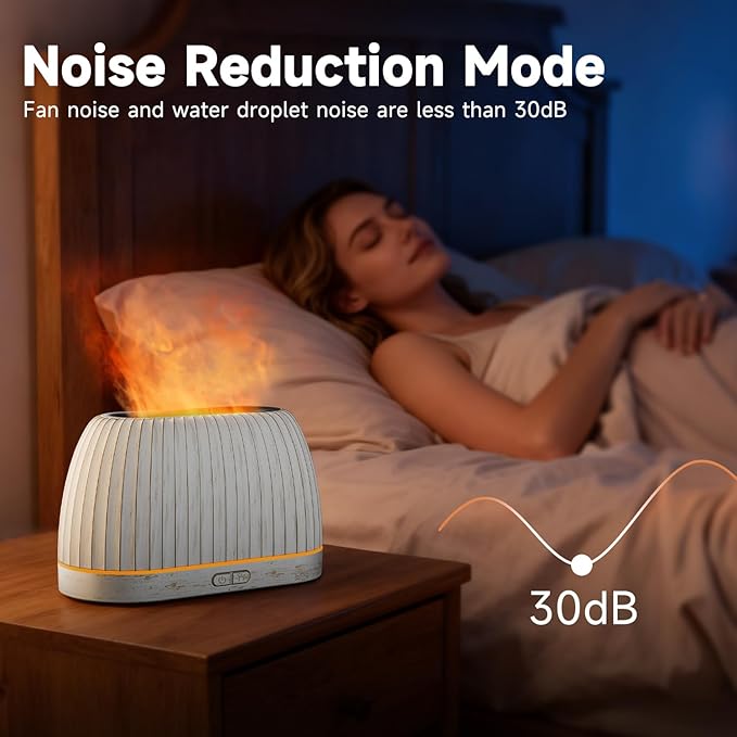 SOULORIGIN Essential Oil Diffuser, Flame Effect Aromatherapy Diffuser with 7-Color LED Lights & Auto Shut-Off, Ultrasonic Diffusers for Home, 120ml Samll Scent Diffuser for Essential Oils - White SoulOrigin