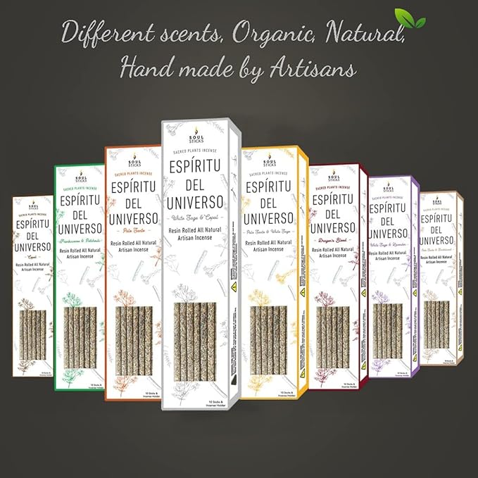 SOUL STICKS Handcrafted 10pcs Resin Artisan Incense Sticks Non-Toxic & Long Lasting Aromatic Sticks for Yoga Meditation Relaxation Aromatherapy Cleansing & Purification (7 Chakra Blend) SoulSticks