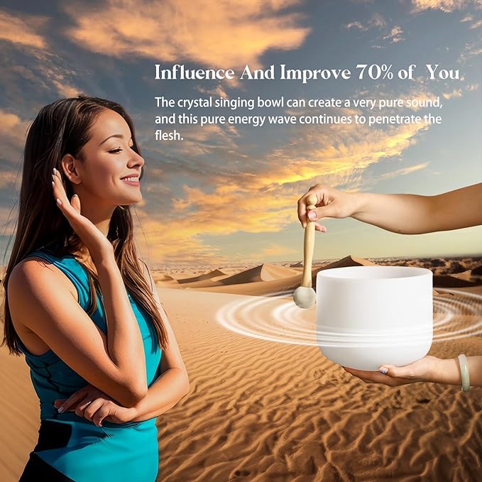 Couple of 2 PCS Crystal Singing Bowl Set, 8" F note Heart Chakra and 10" C note Root Chakra, Sound Bowl Meditation Set for Healing with Carry Case Bag. - Bloomnest