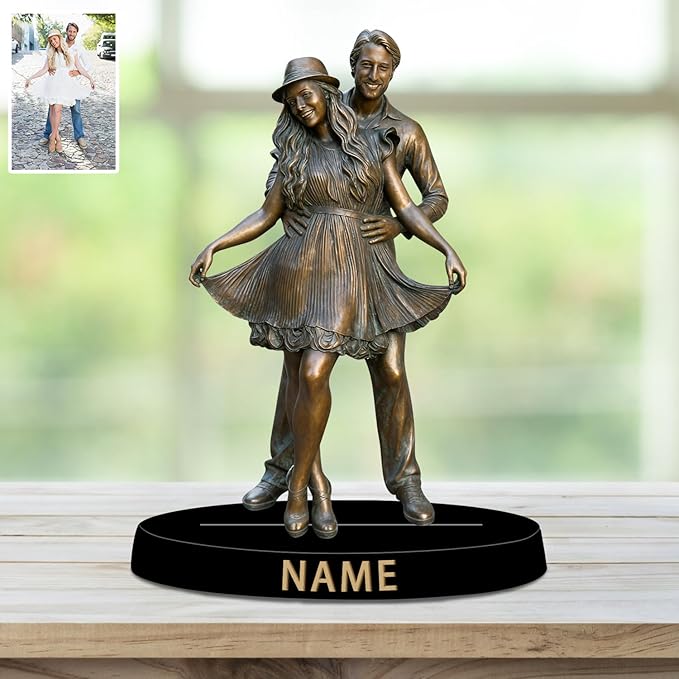 Custom Photo Copper Metal Style Desk Decor Photo Frame Sign Plaque 2D Flat Printing, Personalzied Copper Metal Style Picture Frame for Couple Wedding Family Anniversary Birthday Gifts - Bloomnest