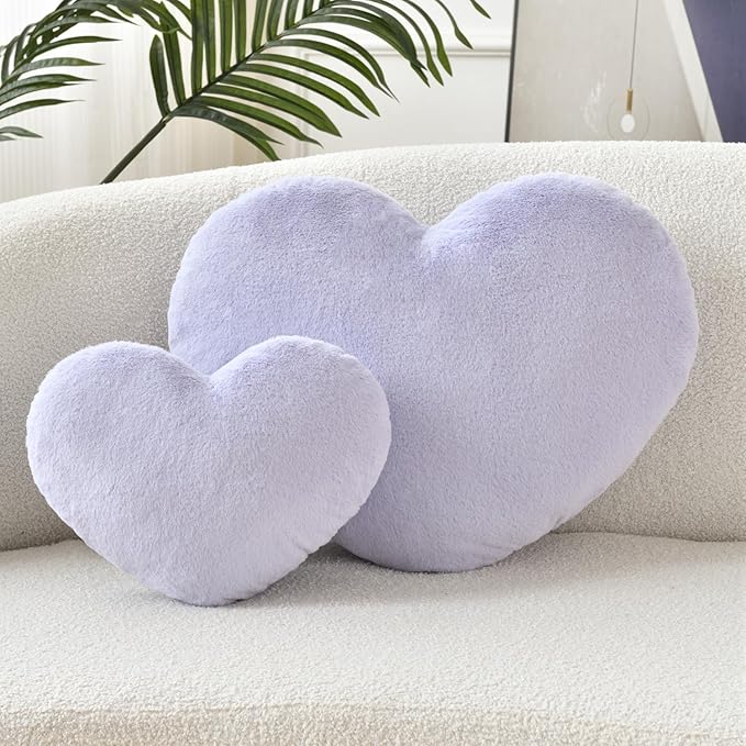 Petrella Throw Pillows Heart Pillow Cute Fuzzy Pillows for Bed Livingroom Home Decor Cushion Decorative Aesthetic Preppy Pillows Purple,Small 13"x10" - Bloomnest