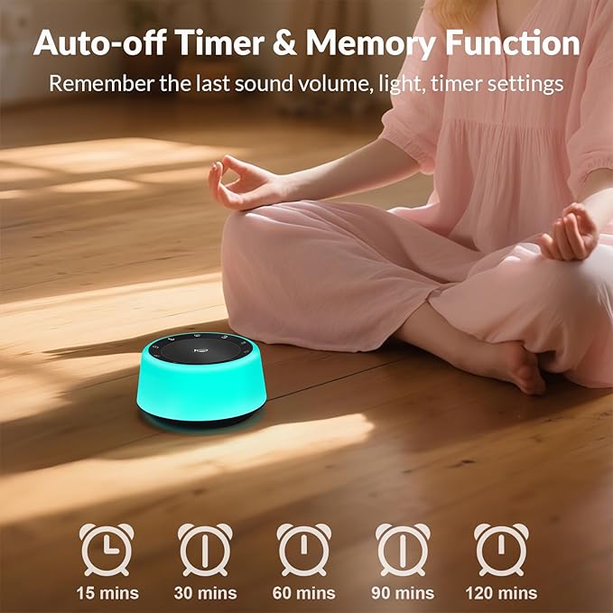 Kipcush Tibetan Singing Bowls Sound Machine - 11 Different Sized Sound Bowls with Night Light for Yoga, Meditation, Mindfulness, Healing, Chakra Healing and Stress Relief, Timer, Plug in (Black) - Bloomnest