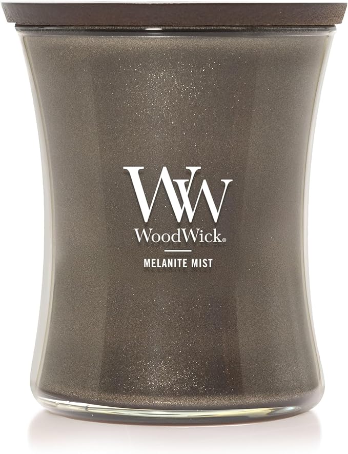 WoodWick Melanite Mist Holiday Candle Gifts for Women and Men, 9.7 oz Precious Metals Collection with Crackling Wick - Bloomnest