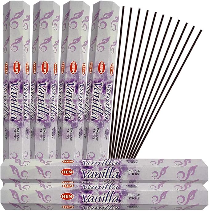 TRUMIRI Vanilla Incense Sticks & Holder Bundle: 121 Pieces (6 Packs of 20), 1 Set TRUMIRI