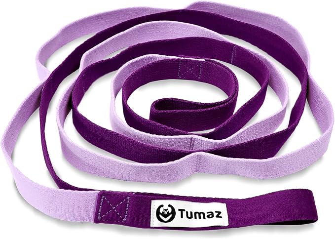 Tumaz Stretching Strap - 10 Loops & Non-Elastic Yoga Strap - The Perfect Home Workout Stretch Strap for Physical Therapy, Yoga, Pilates, Flexibility - [Extra Thick, Durable, Soft] - Bloomnest