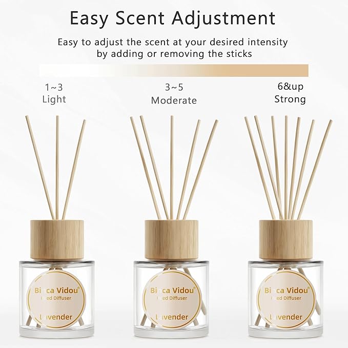 Binca Vidou Reed Diffuser Set, Lavender Osmanthus Orange&Lemon Scent Oil Diffusers with Sticks for Home Office Bathroom Aromatherapy Decor 1.69oz X 3 - Bloomnest