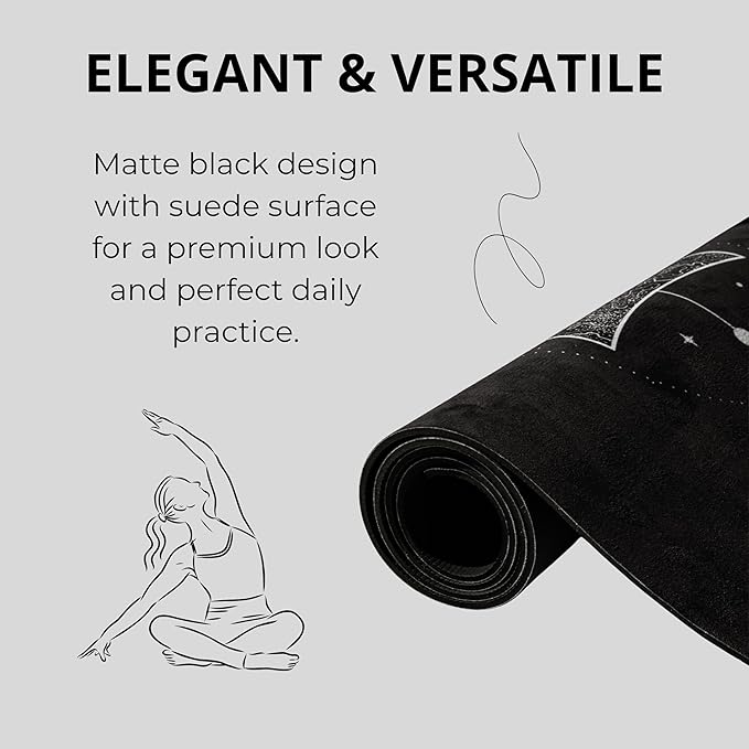 Yoga Mat With Strap 5mm Non Slip Suede & TPE - Beige Eco-Friendly Fitness & Exercise Mat for Home Gym, Pilates, Hot Yoga, and Meditation - Lightweight Durable 72 x 24 inch Workout Mat for Women, Men - Bloomnest