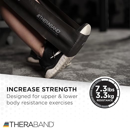 THERABAND Resistance Bands Set, Advanced Kit, Blue, Black, Non-Latex Elastic Bands for Exercise & Physical Therapy, Strength Training Bands for Upper & Lower Body Fitness