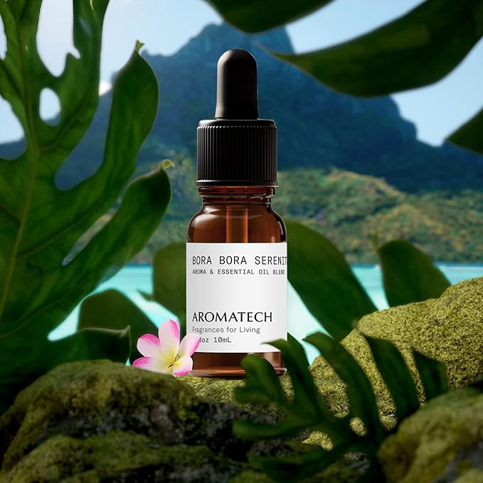 AromaTech Bora Bora Serenity Aroma Essential Oil Blend: Luxury Hotel Inspired Aromatherapy with Tropical Fruit, Frangipani & Coconut for Ultrasonic Diffusers & Nebulizers - 0.3 fl oz, 10 mL - Bloomnest