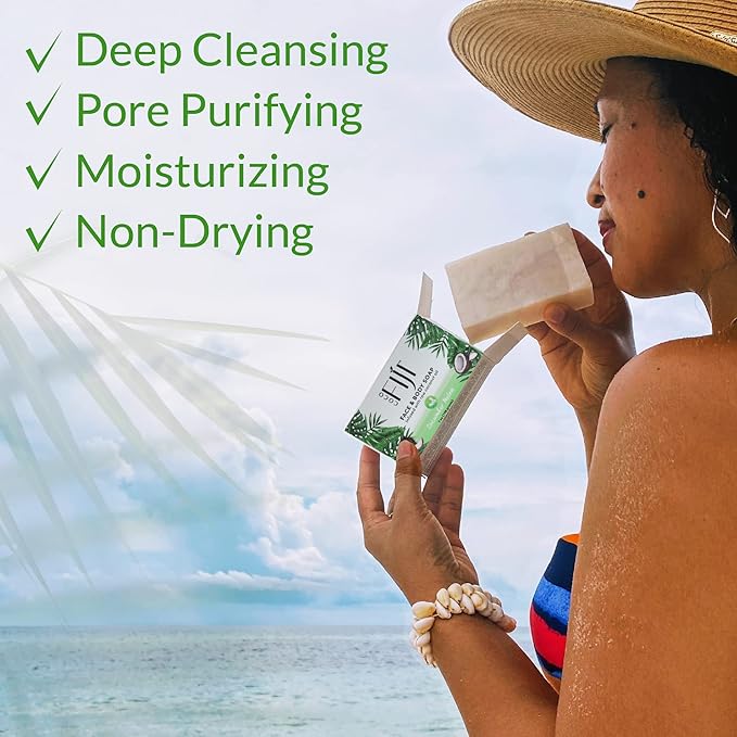 "Coco Fiji Soap Bar for Face and Body Infused With Organic Coconut Oil, Cucumber Melon, Essential Oil, Natural Soap for Moisturizing & Pore Purifying Skin, 7 oz, Pack Of 3 " - Bloomnest