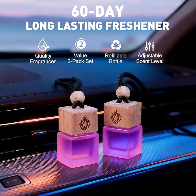 Car Air Freshener Hanging 2 Pack, Vanilla Cream Scent Car Air Fresheners Diffuser, Long Lasting Car Fragrance, Cute Car Accessories for Women - Bloomnest