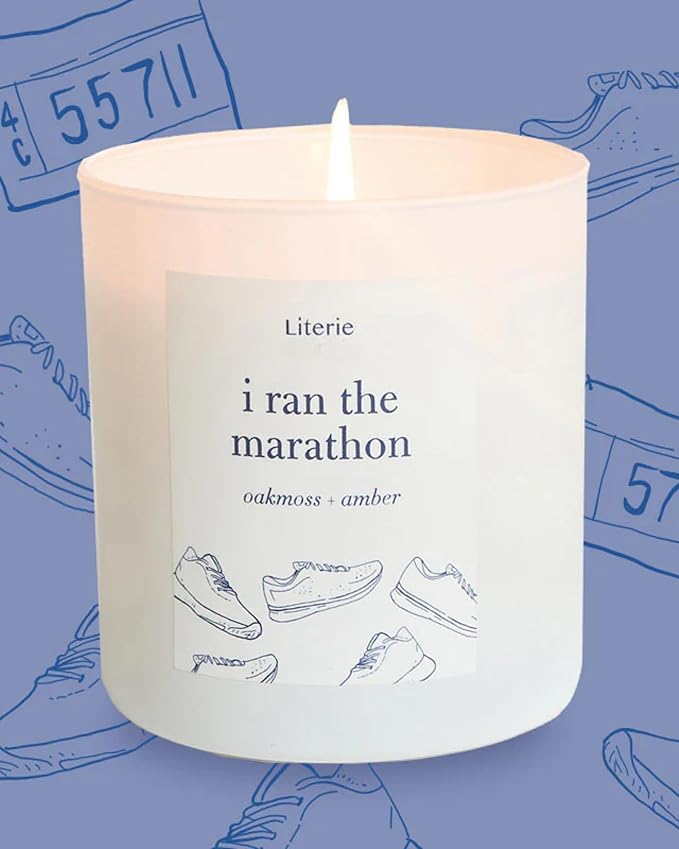 Literie NYC Inspired Scented Candle: I Ran The Marathon - Oakmoss & Amber Scent, 9oz, 50 Hour Burn, Vegan Soy & Coconut Blend Candle for Home Decor, Gift for Women & Men - Bloomnest