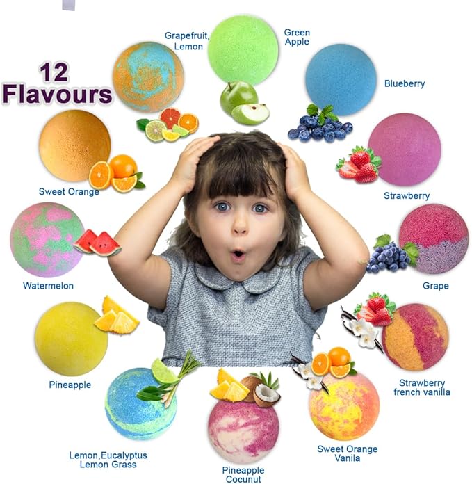 Bath Bombs for Kids with Surprise Inside, 12 Bubble Bath Fizzies with Jungle Animal Toys. Moisturizing, Gentle & Kids Safe, Rainbow Spa Bath Fizz, Stocking Stuffers Christmas Gifts for Boys, Girls - Bloomnest
