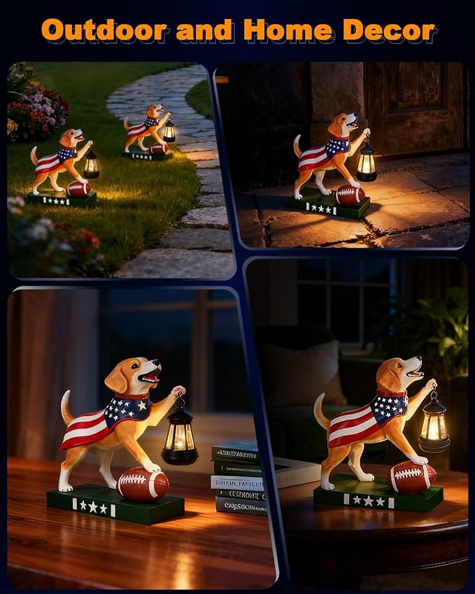 Solar Dog Statues Outdoor Decor with Lantern - Unique Beagle Puppy Home Decor Figurine for Garden, Patio, Yard - Idea Gifts for Women Mom - Bloomnest