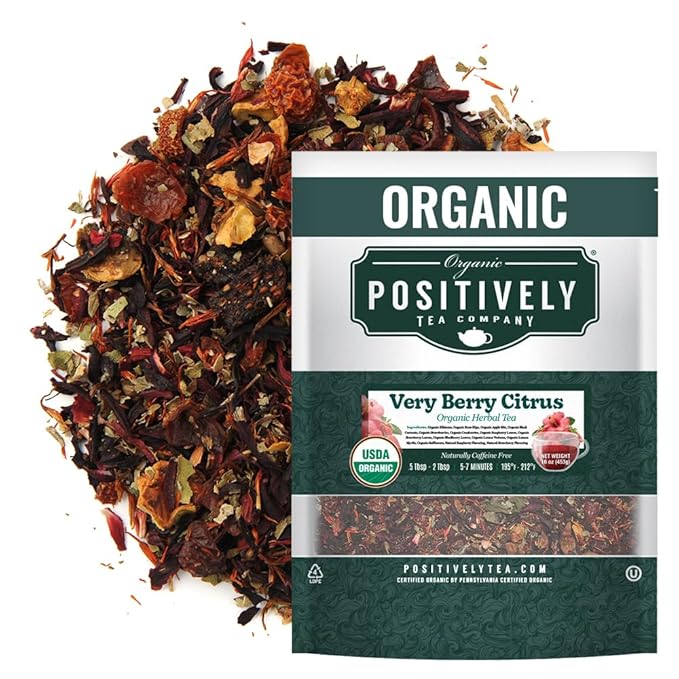 Organic Positively Tea Company, Very Berry Citrus, Herbal Tea, Loose Leaf, 16 Ounce - Bloomnest