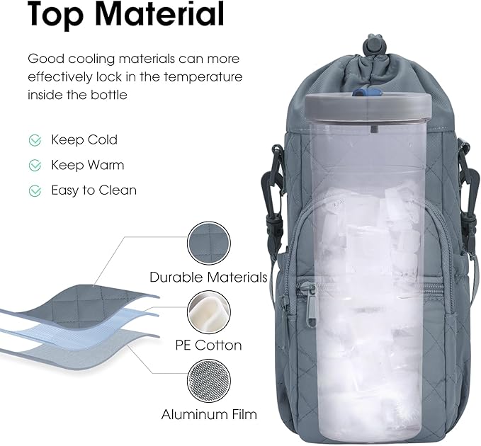 sportsnew Water Bottle Holder with Strap 32oz 40oz Insulated Water Bottle Carrier Sling Bag with Phone Pocket Crossbody sportsnew