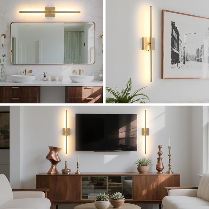 Battery Operated Wall Sconces set of 2, 11000mAh Rechargeable Brushed Bronze Wireless Wall Lights, 350°Rotate Dimmable Wall Lamp with Remote, 3 Color Temperatures, for Bedroom, Living Room, Hallway - Bloomnest