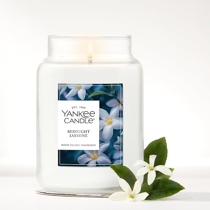 Yankee Candle Midnight Jasmine Scented Candle, 22oz Large Jar with up to 150 Hour Burn Time, Giftable - Bloomnest