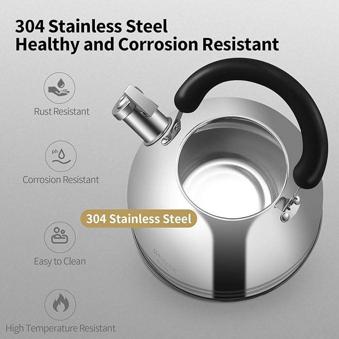Tea Kettle, 5.7QT 6L Whistling Tea Kettle for Stove Top, 304 Stainless Steel Tea pot, Large Teapot for stovetop, Camping Kettle for Boiling Water (Mirror Polish) - Bloomnest