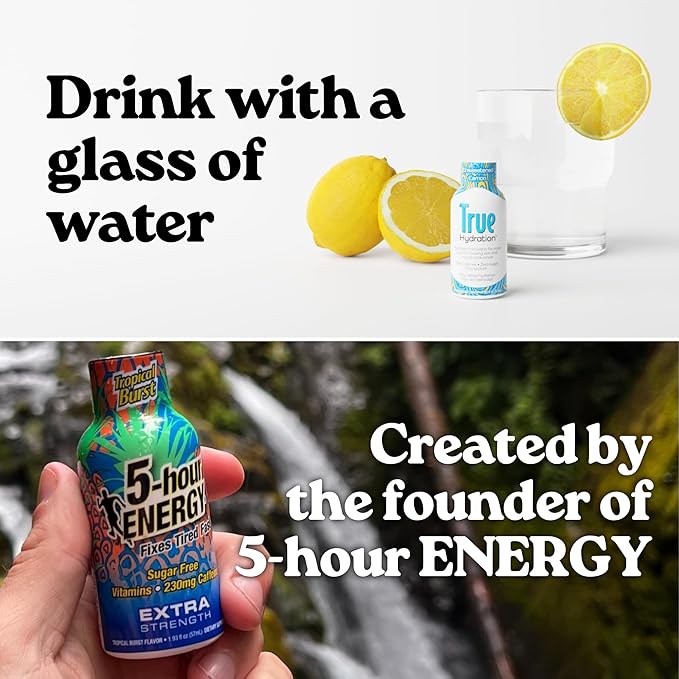 True Hydration Shots Unsweetened Lemon Flavor – 24 Pack of 1.93 fl oz Shots – Electrolytes – Amino Acids – Zero Sugar – Zero Sodium – Vegan – Gluten-Free Hydration - Bloomnest